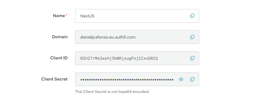 Domain, Client ID and Secret